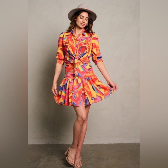 Mandalay and Company Dresses & Skirts - RIO RHYTHM TROPICAL BIRT PRINT MINI SKIRT SET